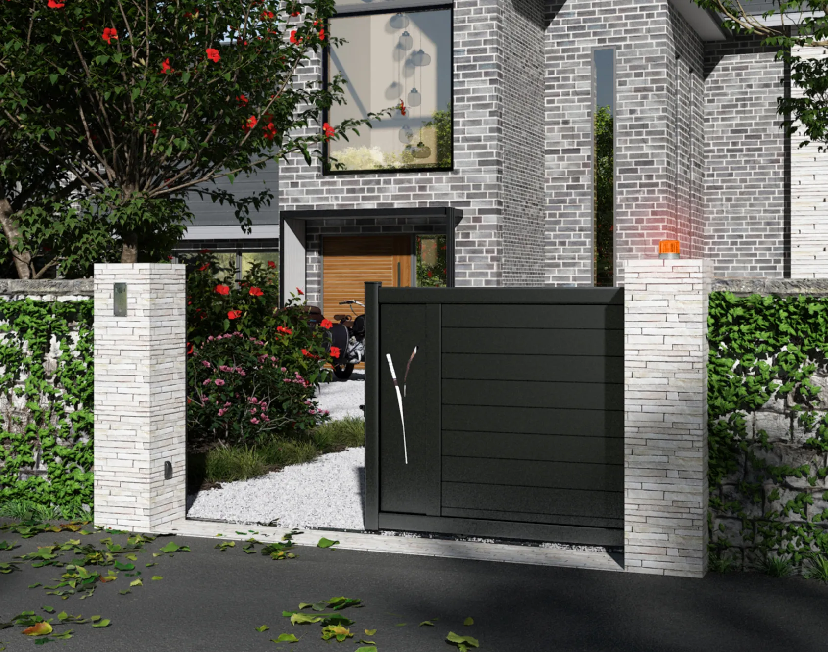 Sliding gate - Fully boarded slats - DUDI design